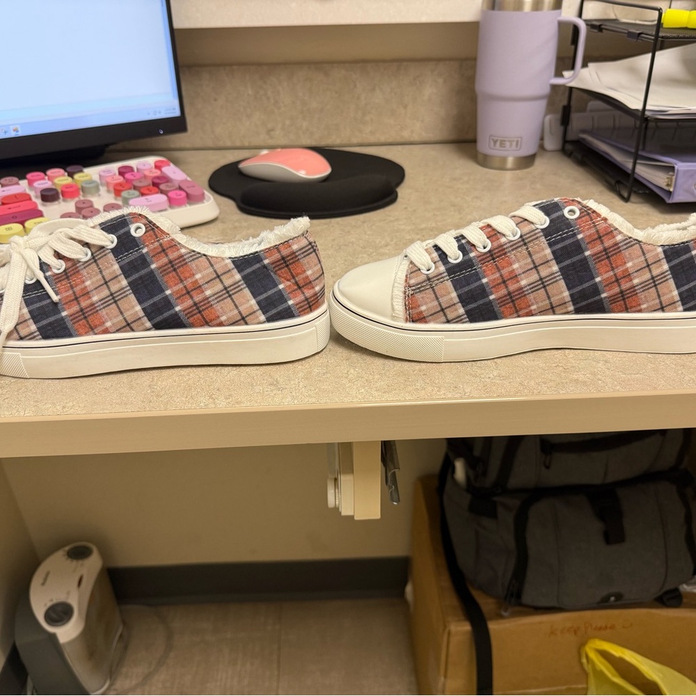 Plaid Lace-Up Sneakers